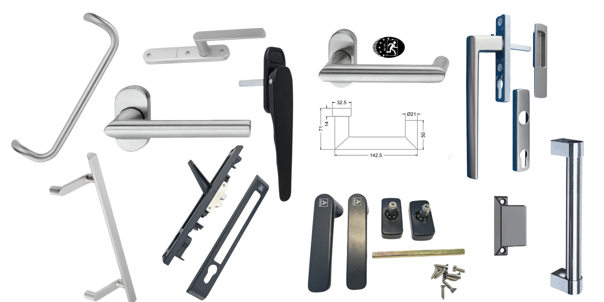 door handles on white background 