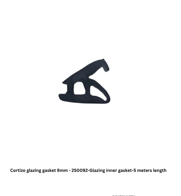 Cortizo Glazing Gasket 9mm - Inner Seal for Sliding & Bifold Doors - 5 Meter Length