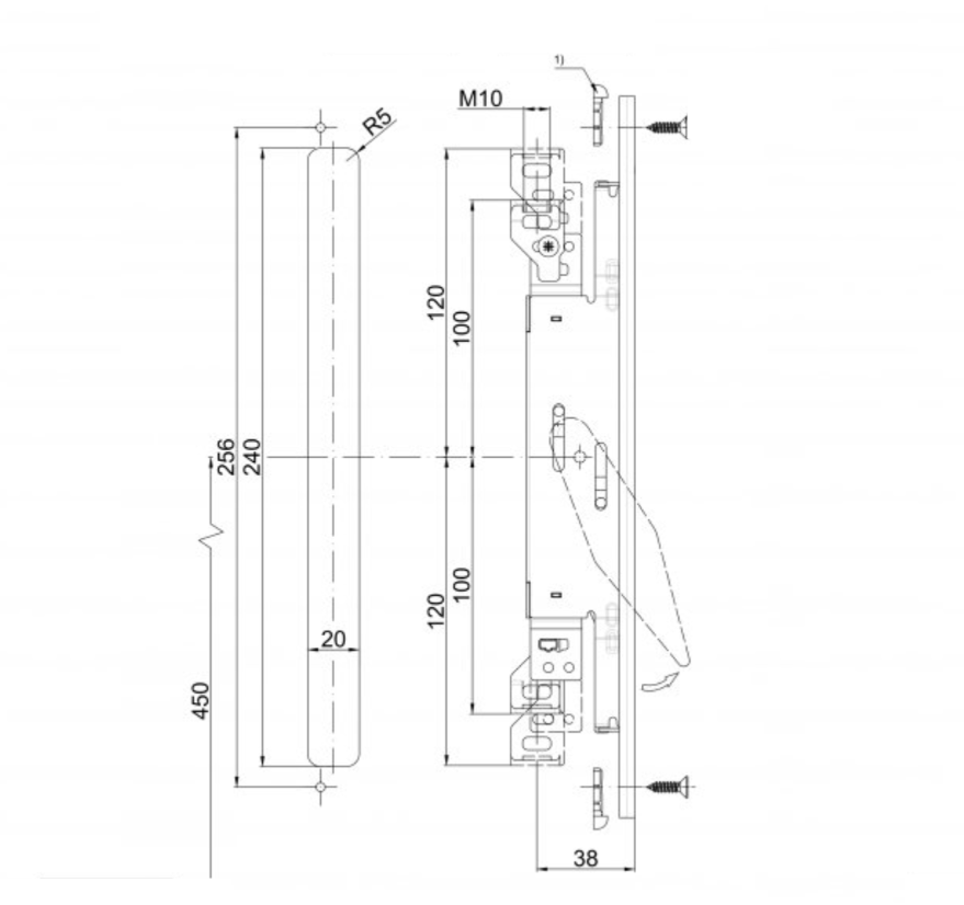 Schuco 240714 Rebate Lever Flush Bolt - Premium Stainless Steel Door Security