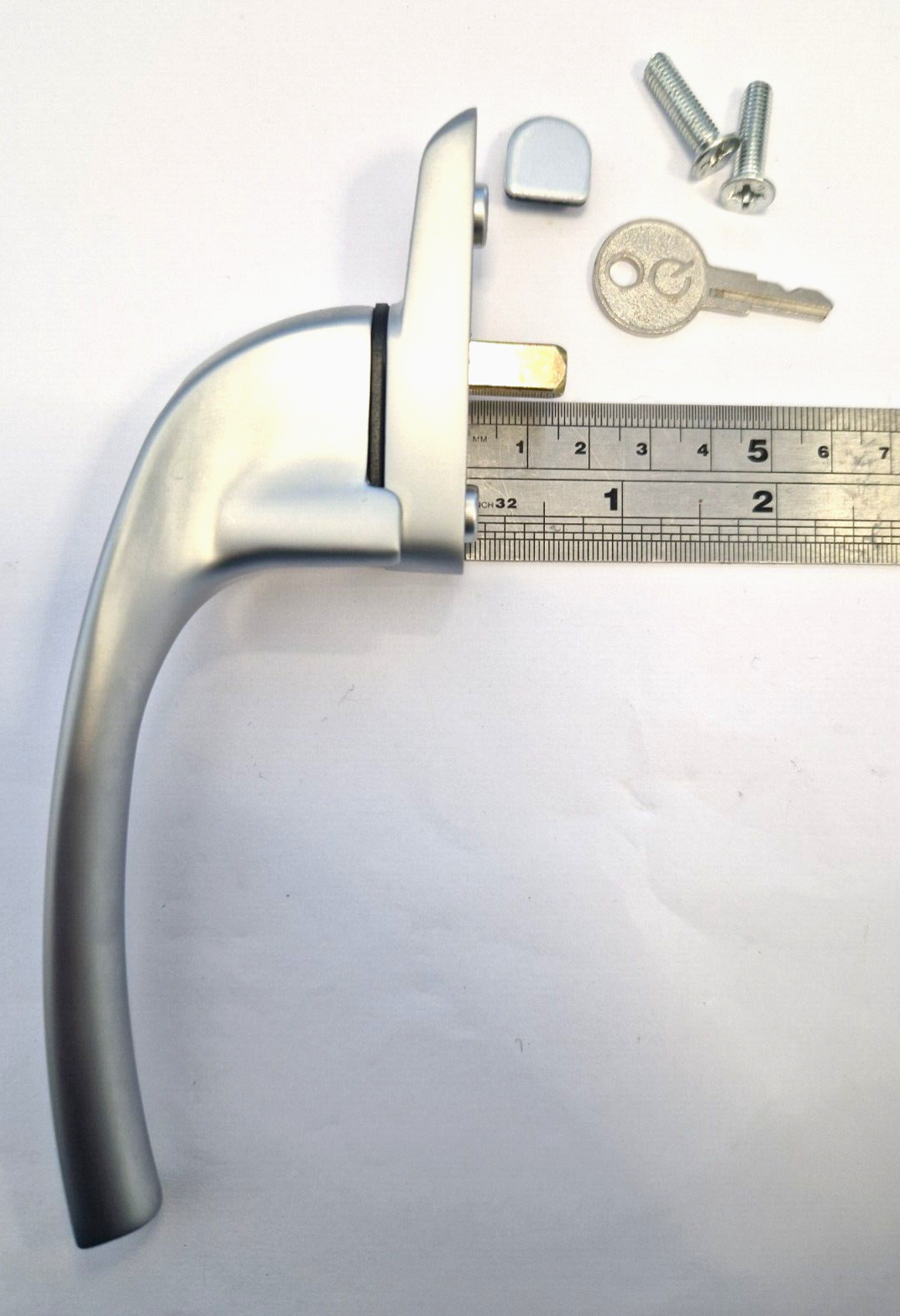 GreenteQ Alpha Inline Window Handle - Silver Finish with 1 Key