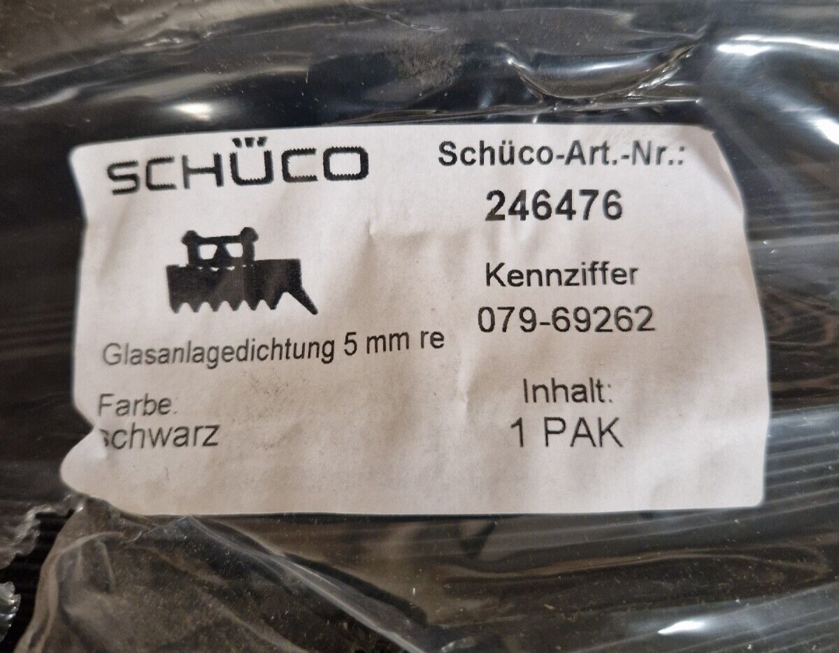 Schuco 246476 Aluminium Window Glazing Gasket - 5 Meter Roll