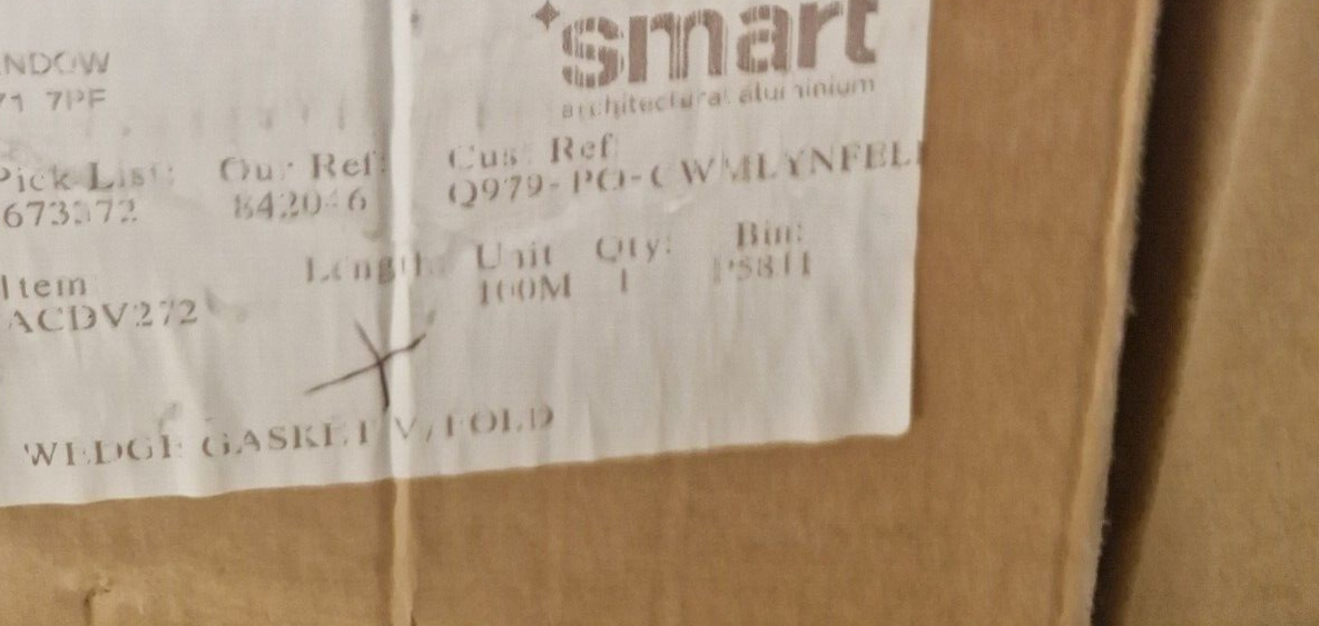 SMART ACDV 244 Wedge Gasket for Visofold Bifold Doors - 5 Meter Length - Smart System Component