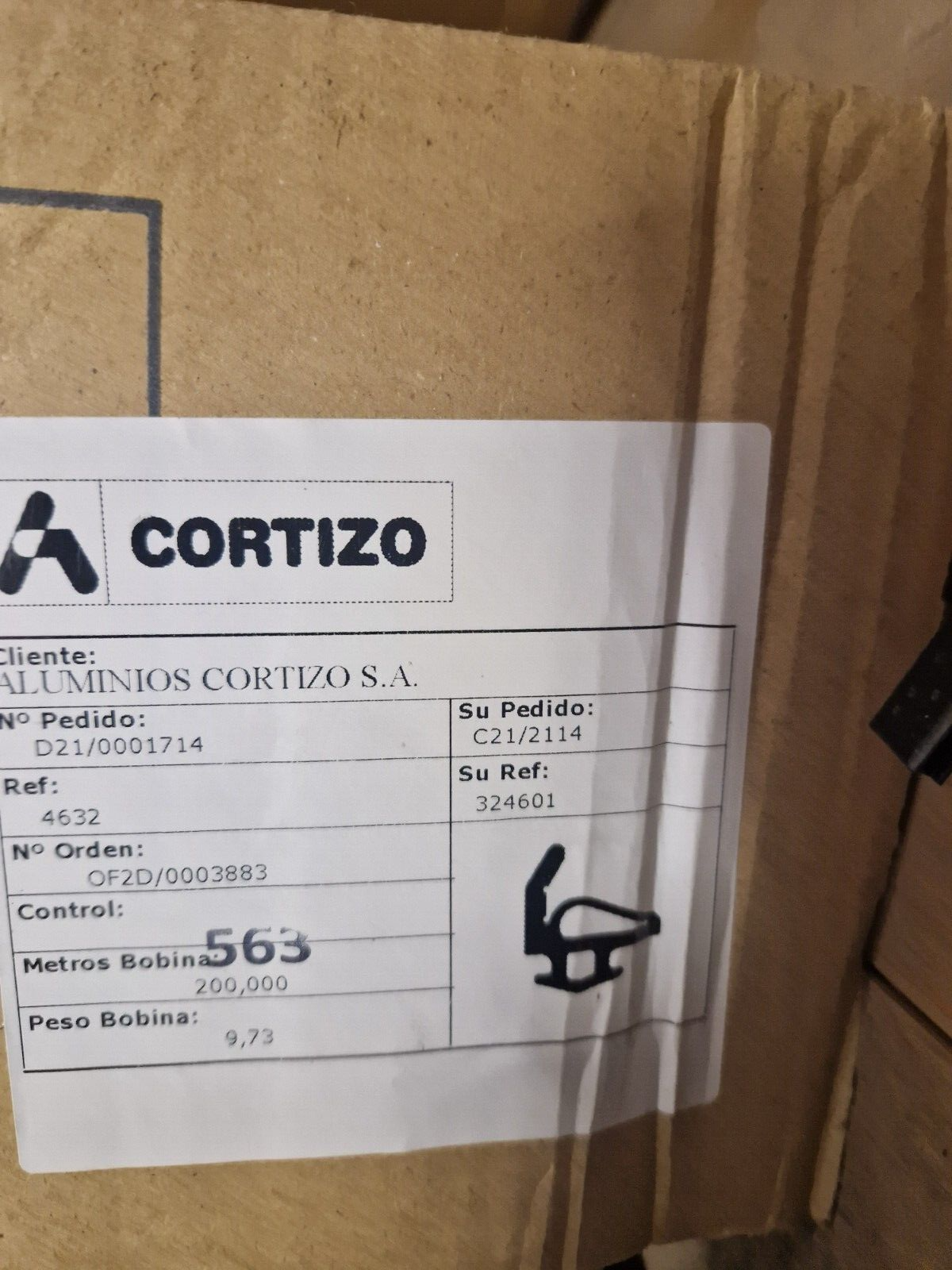 Cortizo 324601 Glazing Gasket - 5 Meter Length for Aluminium Lift and Slide Doors