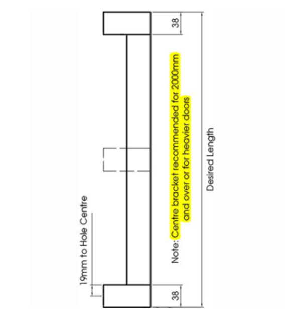 Alpro 97 Series Architectural Pull Handle - 38mm Tube, Polished Stainless Steel