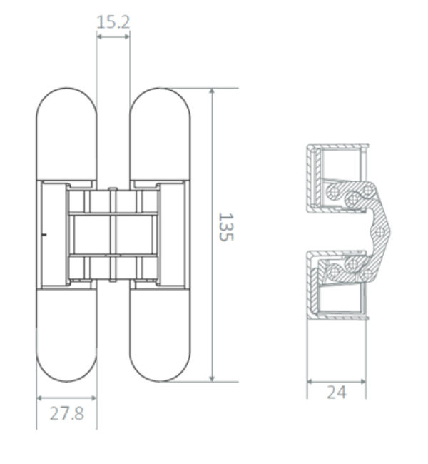 APECS 3D 60 Concealed Hinges - 3D Adjustable Security Door Hardware (Pair)
