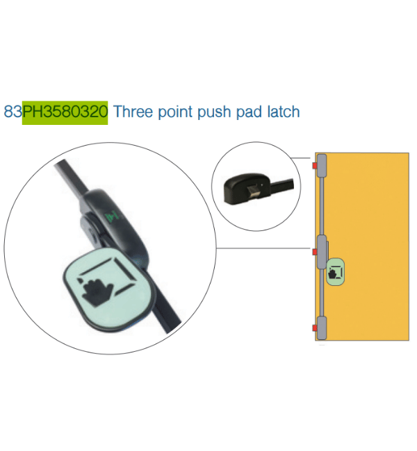 Alpro PH3580320 3-Point Push Pad Emergency Exit Latch - Silver EPS