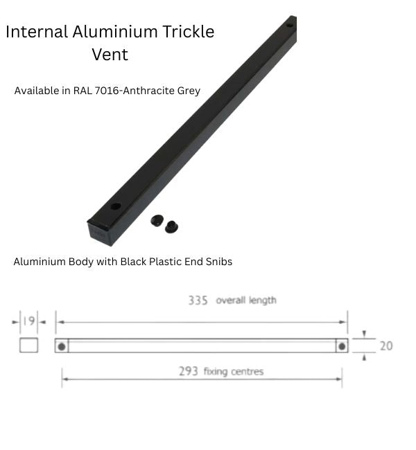 5x RAL7016 Aluminium Trickle Vent & Canopy Sets (335mm/300mm) with Black Snibs