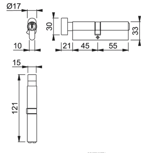 HOPPE ARRONE AR-MK-3121-37-FD-NP Euro Profile Cylinder - Key & Oval Turn, FD Rated, 55/45mm (100mm Total)