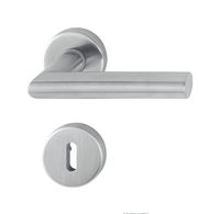 HOPPE Amsterdam E1400Z/42KV/42KVS Lever Key Escutcheon Set - Satin Stainless Steel & Copper Finish