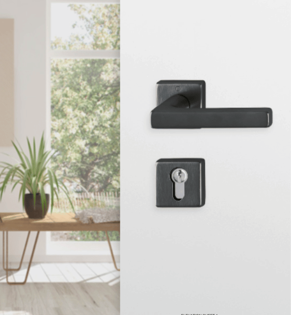HOPPE Dallas M1643/843K/843KS Bathroom Turn Set - Solid Brass Handle on Rose with Escutcheons