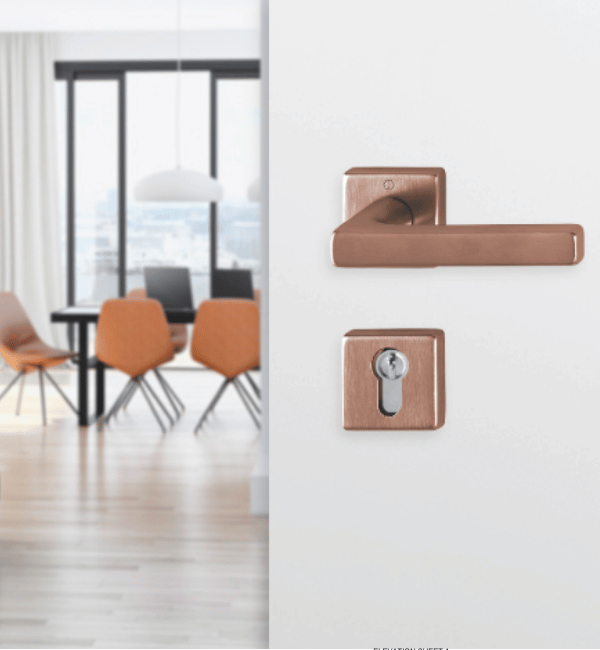 HOPPE Dallas M1643/843K/843KS Bathroom Turn Set - Solid Brass Handle on Rose with Escutcheons
