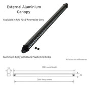 30x RAL7016 Anthracite Grey Aluminium Trickle Vent & Canopy Set (335mm/300mm) with Black Snibs - Enhanced Airflow and Weather Protection