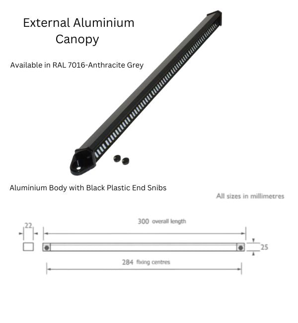 30x RAL7016 Anthracite Grey Aluminium Trickle Vent & Canopy Set (335mm/300mm) with Black Snibs - Enhanced Airflow and Weather Protection
