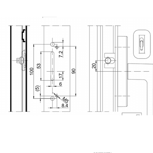 Schuco 1052786 Replacement Window and Balcony Door Handle - Silver Look