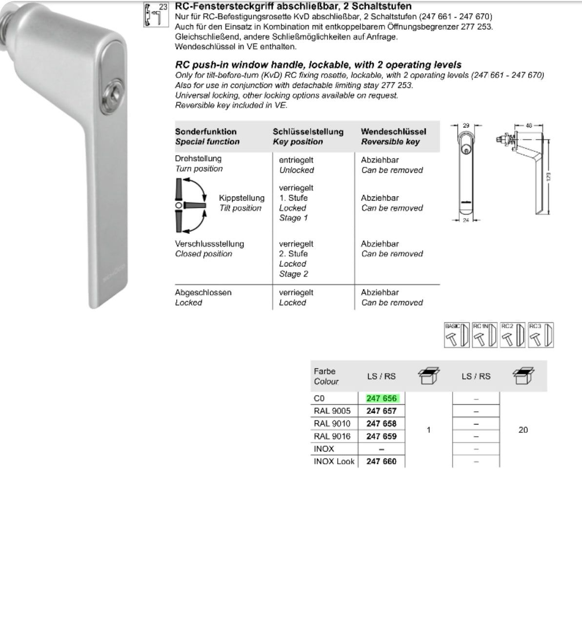 Schuco 247656 Enhanced Window Handle: Superior Commercial Control Hardware