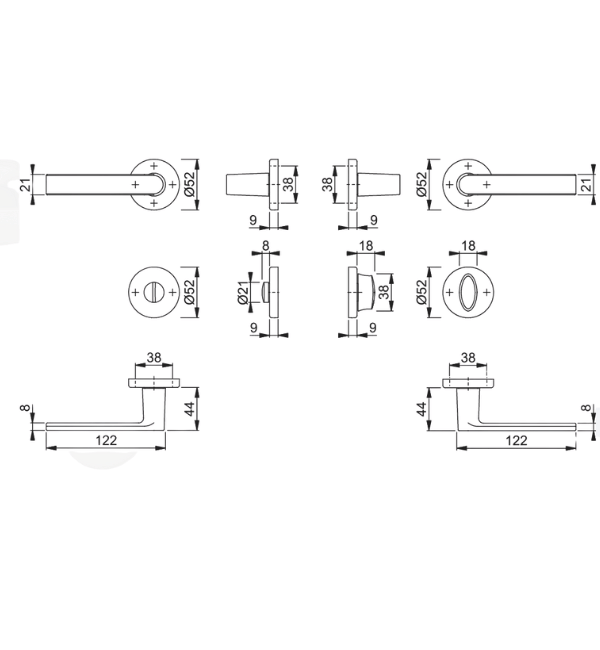 HOPPE Los Angeles Brass Bathroom Privacy Door Handle Set with Emergency Release