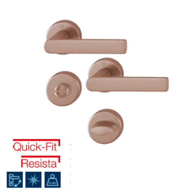 HOPPE Los Angeles Brass Bathroom Privacy Door Handle Set with Emergency Release