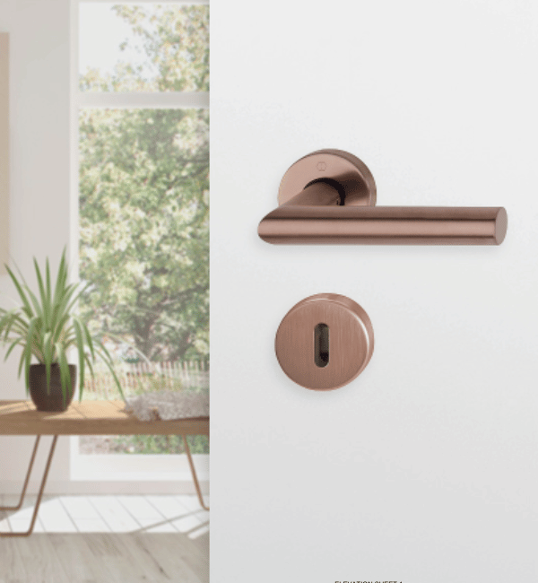 HOPPE Amsterdam Interior Door Handle Set - Copper Coloured Satin Stainless Steel