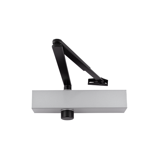Hoppe ARRONE AR3500 overhead door closer, SE Silver Enamel / Black Arm finish, article 87100233