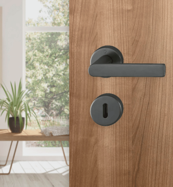 HOPPE Los Angeles Brass Lever Handle Set with Key Escutcheons - Resista Finish