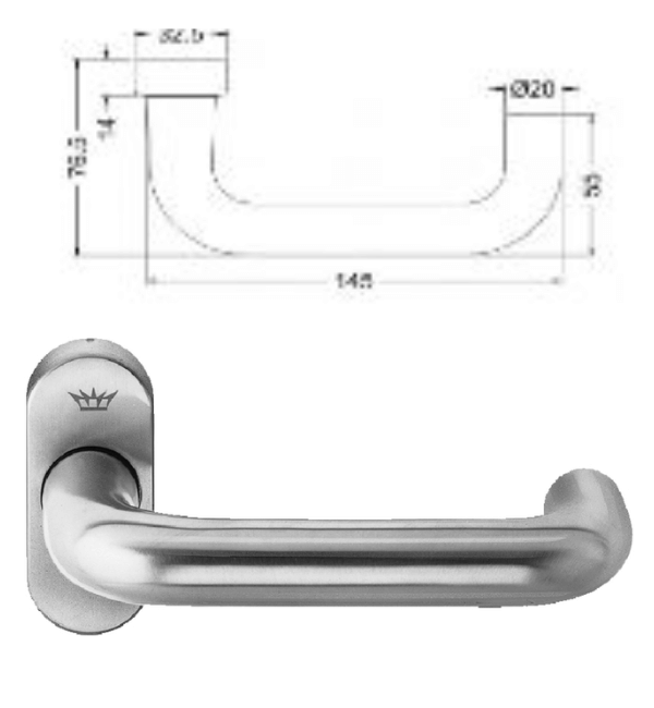 Schuco 210680 Tubular Door Handle - Pack of 10, RAL9010 Finish
