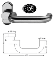 Schuco FSB Design 1070 Cranked Door Handle - 9mm Stainless Steel