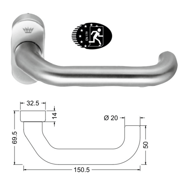 Schuco 210920 Aluminium Door Handle - Straight Design C0