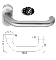 Schuco 210921 Stainless Steel Door Handle - Classic U-Shape, FSB 1070 Inspired