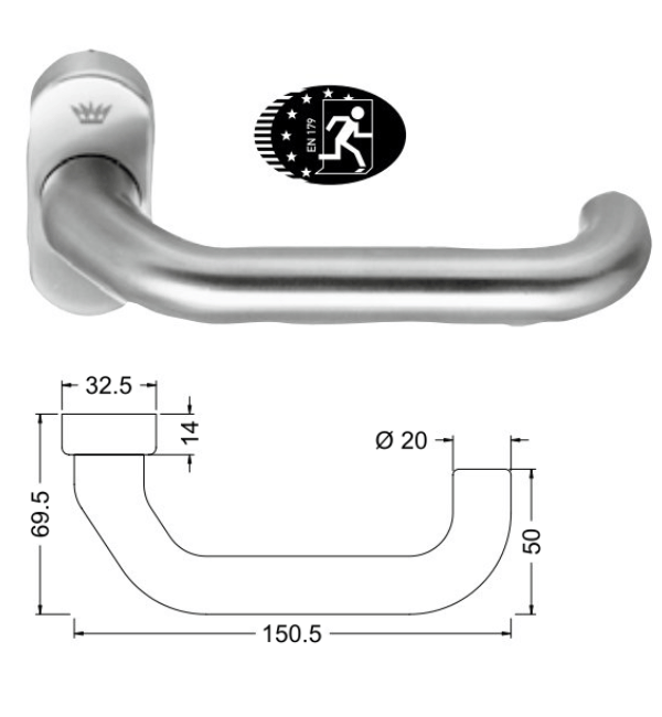 Schuco 210921 Stainless Steel Door Handle - Classic U-Shape, FSB 1070 Inspired