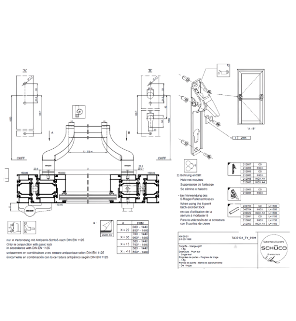 Schuco 212965 A4 Stainless Steel Push Bar - Commercial Grade Panic Hardware for Emergency Exit Systems