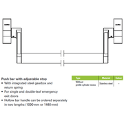 Schuco 212968 Stainless Steel Push Bar with Adjustable Stop - Emergency Exit Hardware