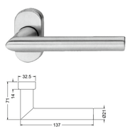 Schuco 240124 Aluminium Door Handle C0 - Straight Lever with Oval Rosette