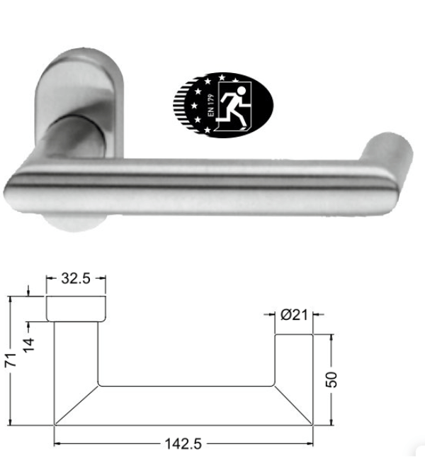 Schuco FSB 1016 Straight Lever Door Handle - Brushed Stainless Steel
