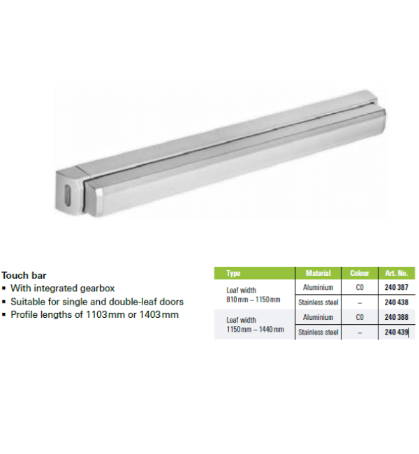 Schuco 240439 Touch Bar Panic Exit Device - Stainless Steel (1150-1440mm)