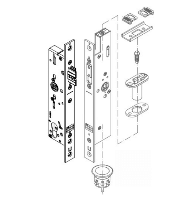 Schuco 241827 Emergency Exit Lock - Self-Locking Panic Hardware for Commercial Doors