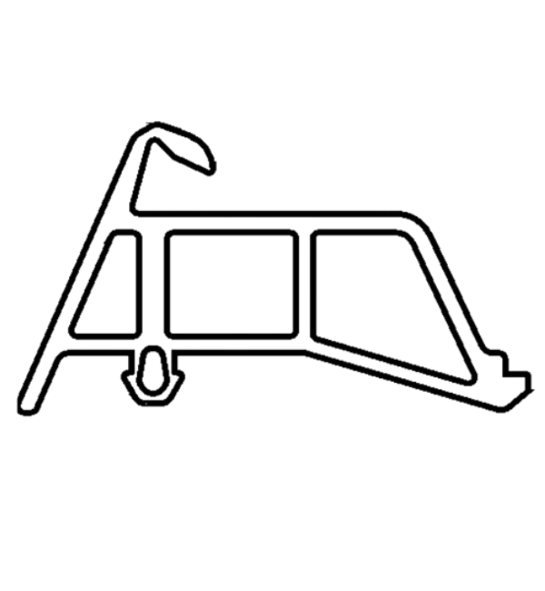 Black line drawing of a vehicle frame or body panel outline on a white background.