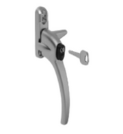 Schuco 247769 Lockable Door Handle - Left Handed, Satin Chrome with Push-Button & Key