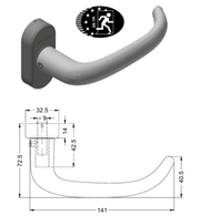 Schuco 269619 Door Handle - FSB Design 1053, Stainless Steel with Oval Rosette (RC2 Security)