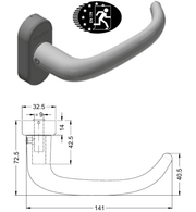 Schuco 269636 Aluminium Door Handle - RC2 Straight Design with FSB 1053 Oval Rosette