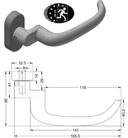 Schuco 269684 Cranked Door Handle - Aluminium C0 Silver, RC2 Security, FSB Design 1053