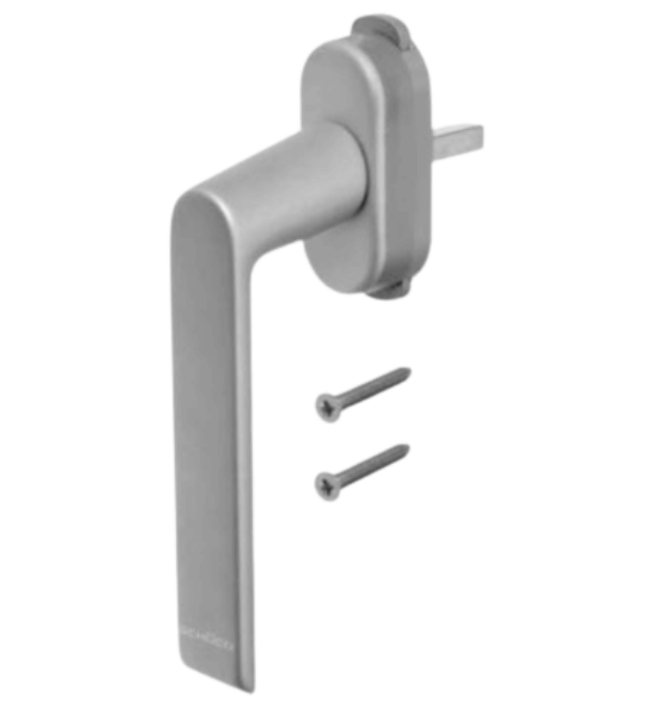 Schuco 269703 Window Handle with Child Lock - INOX Finish, Dual-Button Operation