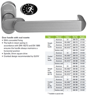 Schuco 240187 Cranked Door Handle with Oval Rosette - Aluminium C0 (EN 179 Certified)