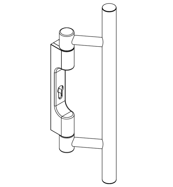 Schuco HEWI Stainless Steel Push Handle Half Kit (279645) - Barrier-Free Emergency Exit, DIN Left
