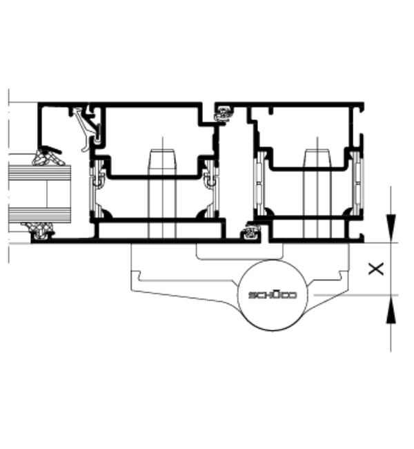 Schuco 279550 Surface-Mounted Two-Part Door Hinge - 22/94 C0 Silver Finish
