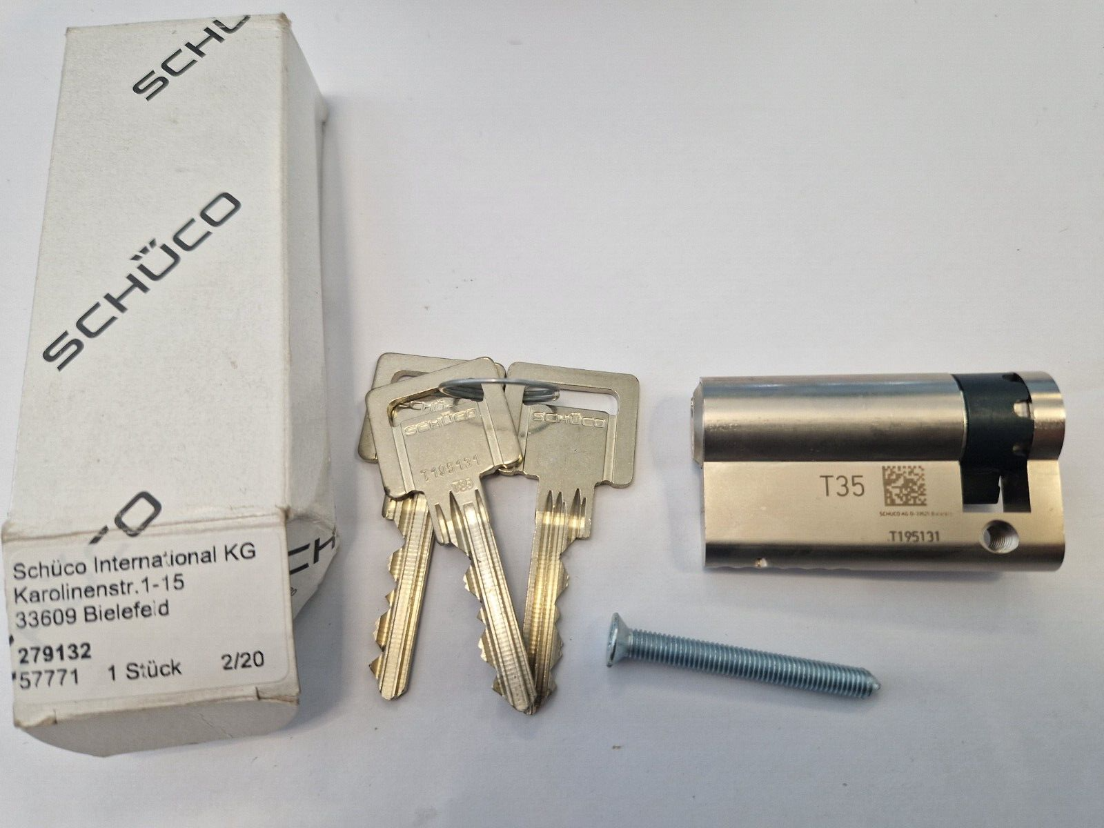 Schüco Profile Cylinder 279132: 45/10mm 45° Cam Lock Cylinder for Enhanced Door Security