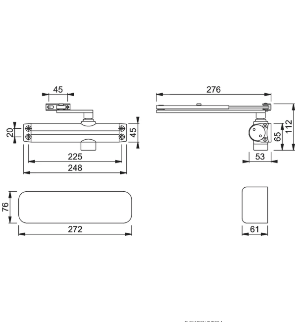 Arrone AR3500 Overhead Surface Mount Door Closer - Adjustable EN 2-4 in Manhattan Grey (87101073)