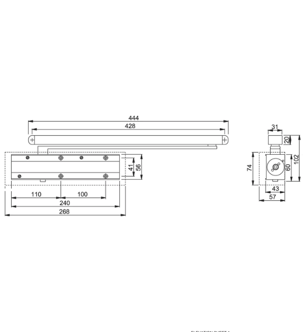 Hoppe Arrone AR6409 Cam-Action Door Closer - Adjustable EN 2-4, Satin Stainless Steel Effect