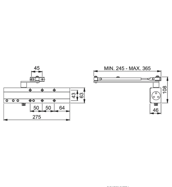 Arrone AR9500SD Heavy-Duty Overhead Surface Mount Door Closer - Silver Finish (50017809)
