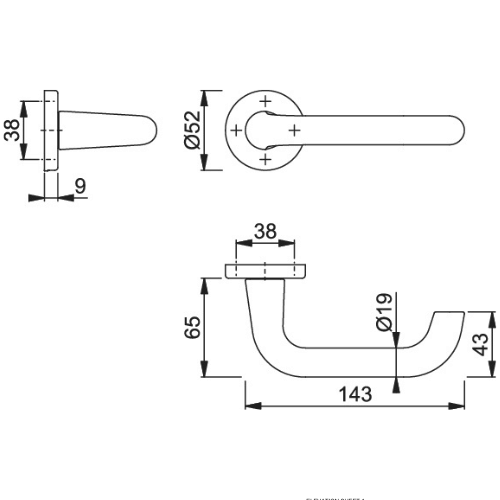 HOPPE Paris F3 Aluminum Gold Effect Interior Door Handle Set (40-47mm)