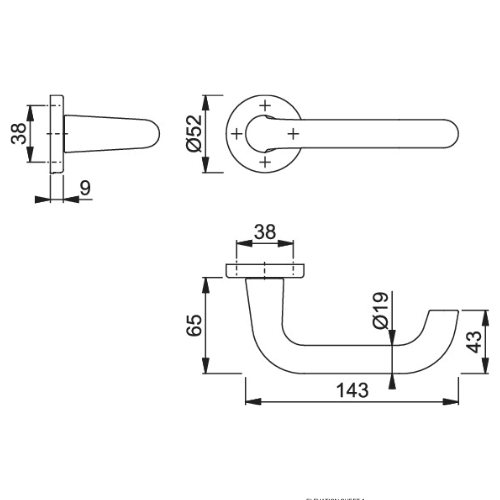 HOPPE Paris F1 Silver Aluminum Interior Door Handle Set (40-47mm)